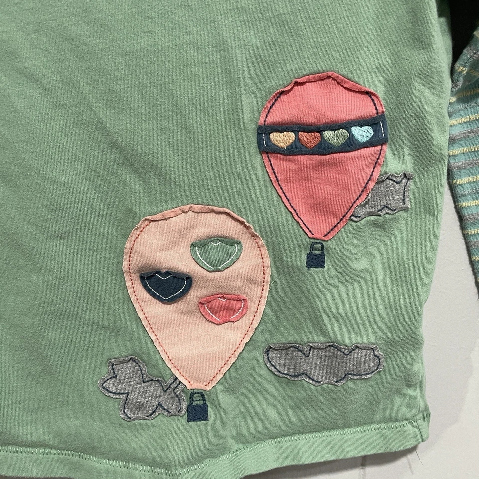 Hanna Andersson Girls Hot Air Balloon Long Sleeve Tee Size 6-7 120cm Green - Image 4 of 4