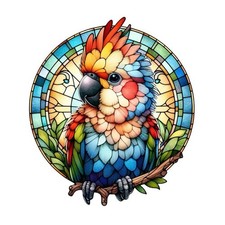 3x Sticker Papagei Buntglas