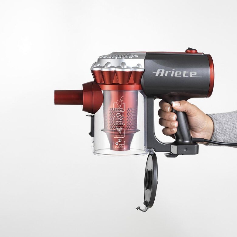 Ariete 2761 Handy Force Scopa Elettrica 2 in 1 Senza Sacco Rosso Nero