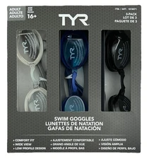 TYR Adult Swim Googles 3 Pack Silver/Blue/Black OB