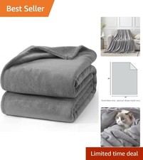 Versatile Grey Fleece Blanket - Lightweight  Ideal for Home or Camping 50x60 