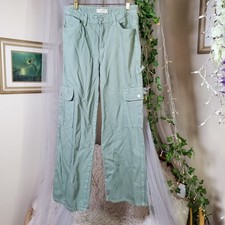 Y2K Denim Pimkie Wide Leg 30" Waist Jeans Khaki Green Cargo 90s Vintage Y2k