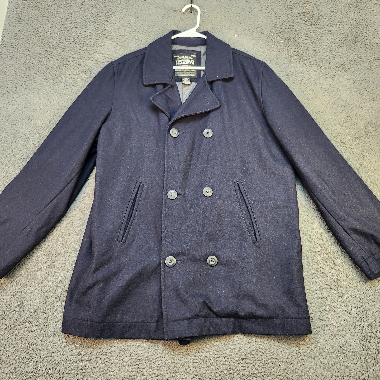 Steve & Barrys Mens Large Wool Blend Woolly Mammoth Peacoat Jacket