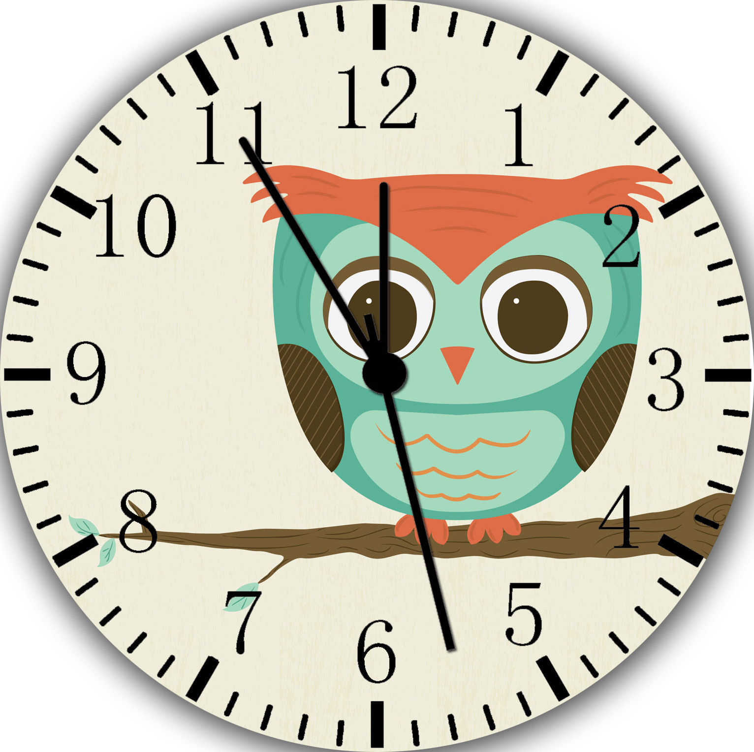 Cute Owl Frameless Borderless Wall Clock Nice For Gifts or Decor E218