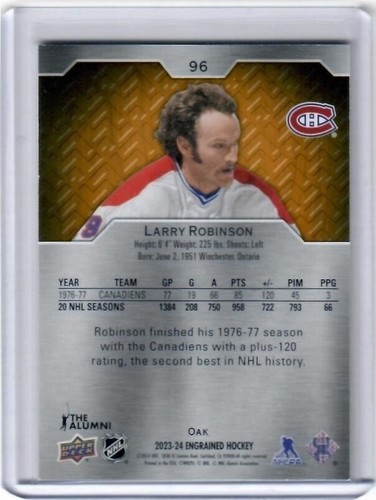 Tarjeta Larry Robinson 2023-24 grabada/299 Montreal Canadiens #96 - Imagen 2 de 2