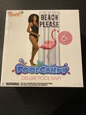 NEW Pool Candy - "Beach Please" Flamingo Deluxe Pool Raft Float - Over 6ft Long