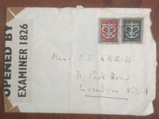 Busta Svizzera-Inghilterra 1945 aperta censore britannico timbro posta ferroviaria CKT