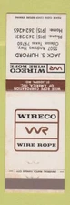 Matchbook Cover - Wireco Wire Rope Jack Hufford Odessa TX