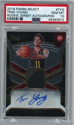 TRAE YOUNG /199 PSA 10 ROOKIE AUTO JERSEY PATCH RPA RC 2018-19 