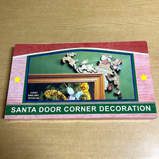 Santa Door Corner Decor-13 Inches-Santa in Sleigh Reindeer Elf Wooden