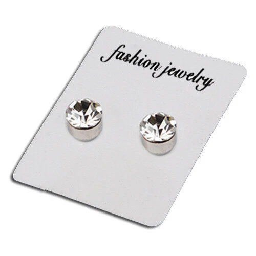 Solid Surgical Titanium Women Men 6mm Round Crystal Stud Magnetic Earrings - Picture 6 of 12