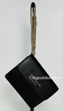 Kate Spade Madison Saffiano Leather KC591 Mini Wallet With Chain Polished Black