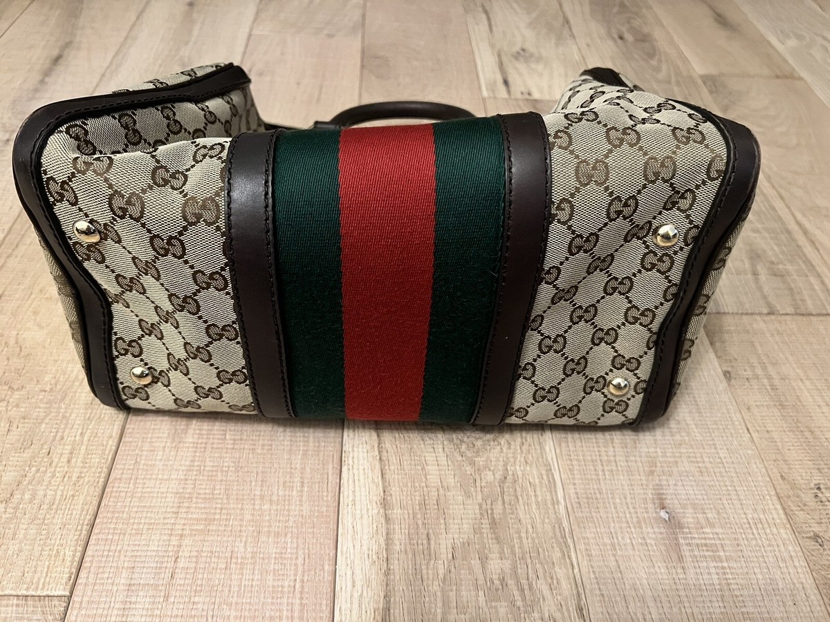 Gucci Vintage Web Boston Bag GG Canvas Medium | eBay