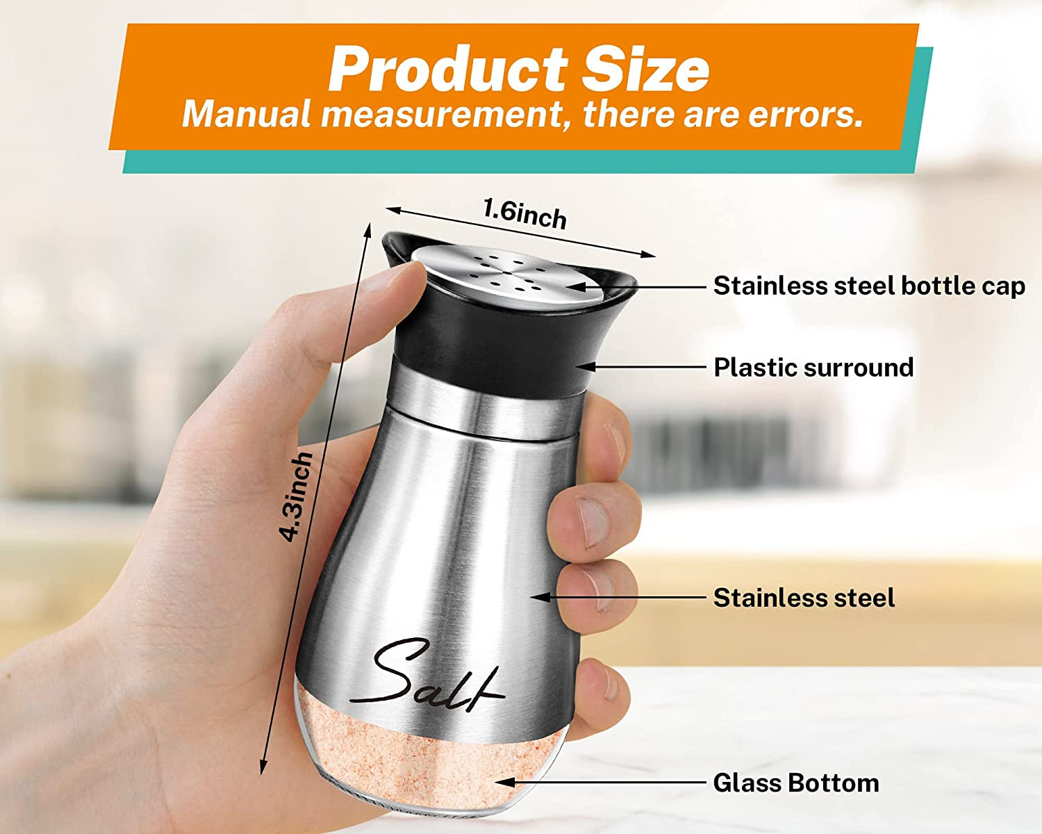 Utensil Holder HENIJ Stainless Steel Salt And Pepper Shakers Set With Glass  Bottom Modern Kitchen Accessories Paper Dispenser Hand Mixer, image size:1500x1200