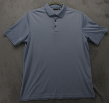 Ashworth Polo Shirt Men's Large 2-Tone Blue Stripe 100% Polyester