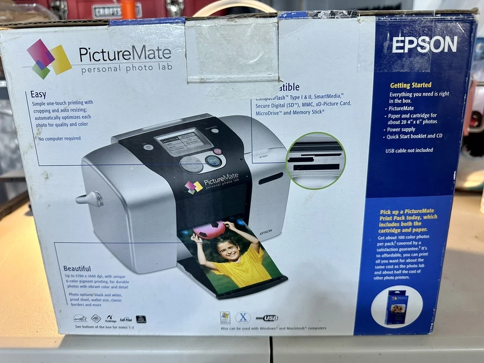 Epson Picture Mate Portable Photo Printer Photo Lab#C11C556001 Pre-used Complete - Image 4 of 4
