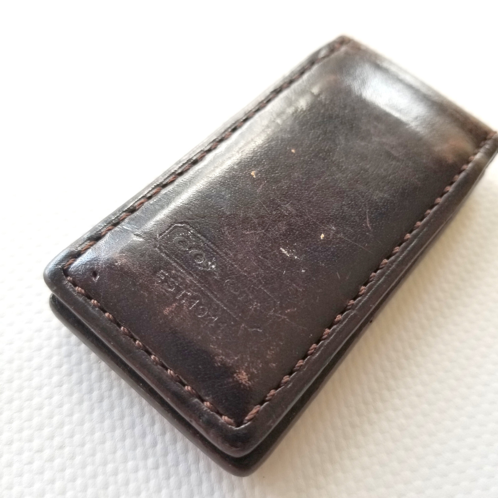 Coach Money Clip Brown Leather Vintage Distr… Gem