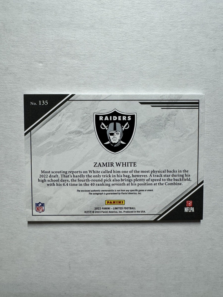Zamir White 2022 Panini Limited #135 Rookie Patch Auto RC
