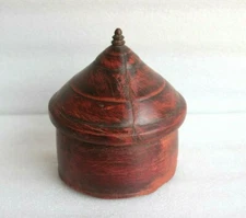 Old Vintage Wooden Tika Kumum Box Indian Temple Home Decor Collectible
