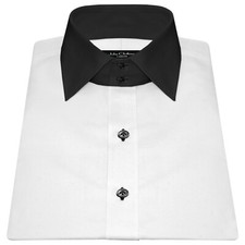 High Spread Kent Windsor Collar Mens Evening Dress White Shirt with Black Collar