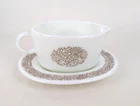 Vintage Pyrex Woodland Brown Gravy Boat and Tray Corning Ware