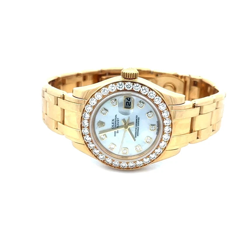 Reloj Rolex Obra Maestra Oro Mujer 18k 29mm Pearlmaster Fábrica Diamante Foto 3 de 4