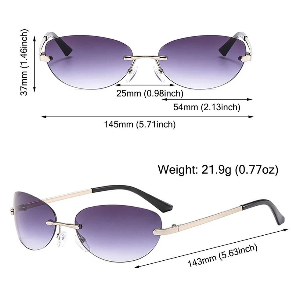 Y2K Rimless Sunglasses Oval Transparent Eyewear  for Women & Men - image 2 of 4