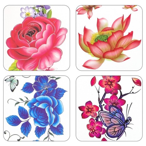 16pcs Rose Flower Temporary Tattoos Flower Transfer Stickers - Afbeelding 11 van 12