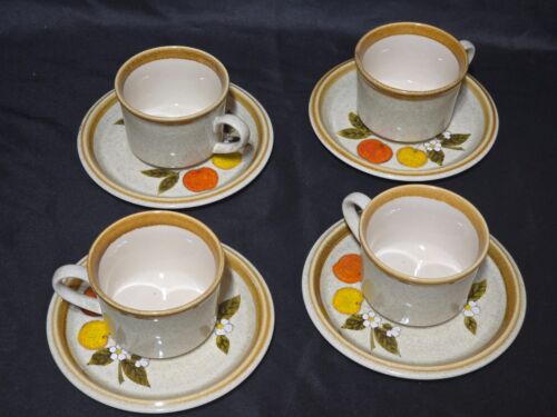 Vintage MIKASA Stone Manor TEMPTING Coffee / Tea Cup And Saucer F5812 - Set Of 4 - Picture 2 of 5
