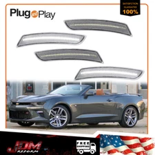 Clear Front Rear Bumper Side Marker Lights White LED For 2016-2024 Chevy Camaro