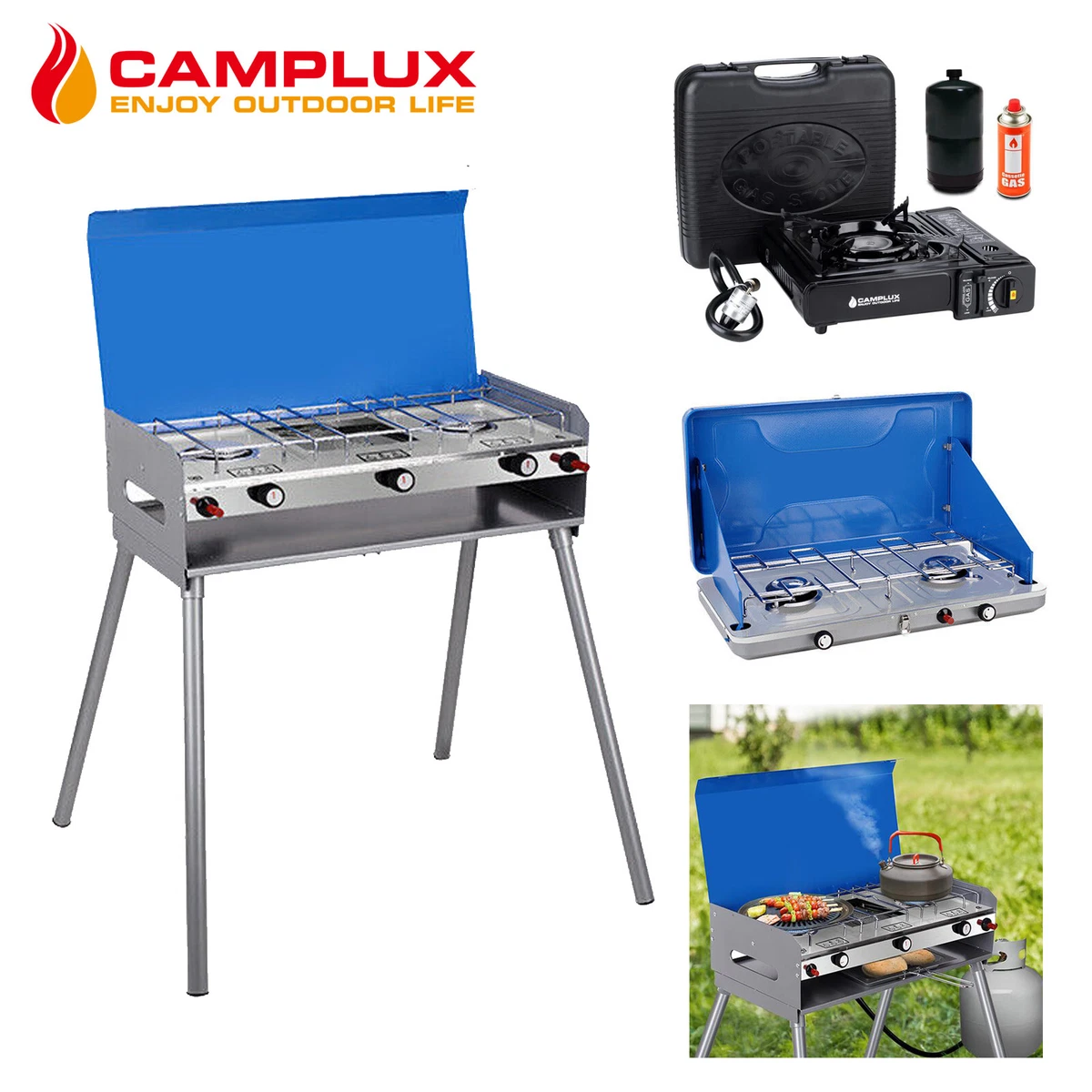 Camplux Tabletop Camping Stove 2 Burners Portable Propane Outdoor BBQ Gas  Grill | eBay