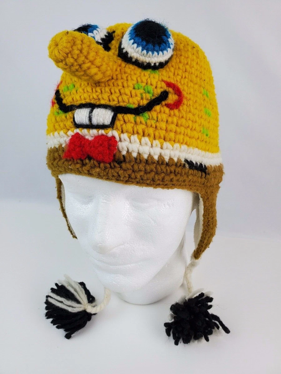 Spongebob Squarepants Knit Wool Winter hat beanie 3D Laplander preowned