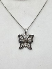 FAS Sterling Silver 3/4  Butterfly Pendant 18  Necklace 3.6g