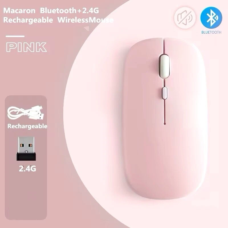 Macaron Rechargeable Wireless Bluetooth Mouse 2.4G Usb Mice For Tablet Laptop PC - Image 3 of 4