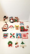 Vintage Handmade Needlepoint Plastic Canvas Christmas Ornaments 16 