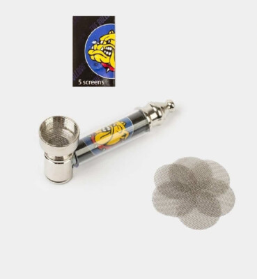 2x Bulldog Metall Pfeife + 5 Siebe Tobacco Pipe 72 mm Tabak Teile abschraubbar