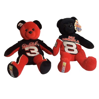 Nascar Dale Earnhardt Sr Jr Team Speed Bears 8'' Plush Bears Toy 1999 Red & Black