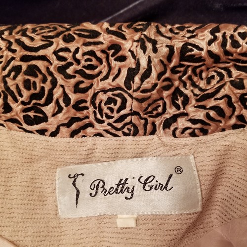Pretty Girl Brand Top & LS Beige Jacket Black Rose Details Sz M 2 Pieces - Picture 11 of 11
