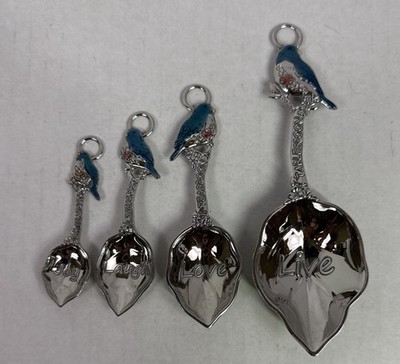 Ganz Metal Measuring Spoons Blue Birds 4 Pcs Scoop Dipper Kitchenware