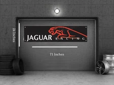Jaguar Racing Banner 71x24 Inch Garage Decor | Premium Car Wall Sign | Workshop