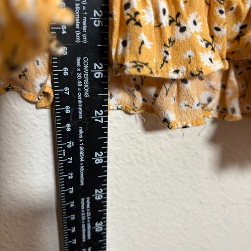Audrey 3 Plus Tank Top Women's Medium Yellow Floral Ruffle Sleeveless Tie - Picture 5 of 8