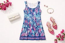 Cappagallo Sailboat Print Dress 4 Nautical Fit Flare Preppy Resort Summer