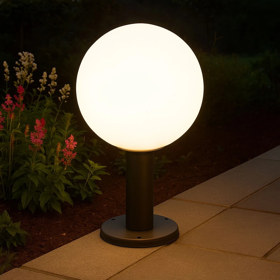 Außenstehlampe Sockelleuchte Gartenlampe LED Glas Wegeleuchte anthrazit H 38 cm - Bild 3 von 4