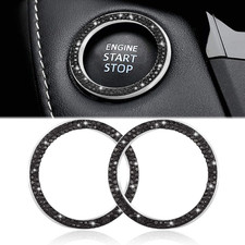 2Pcs Bling Car Engine Start Button Cover Diamond Crystal Push Start Stop Button