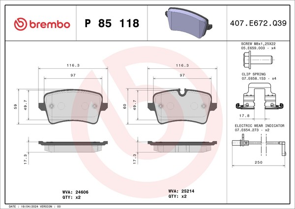 Brembo Bremsbelagsatz Scheibenbremse Prime P 85 118 FüR Audi A6 A7 C7 1KW 4GF A5-image