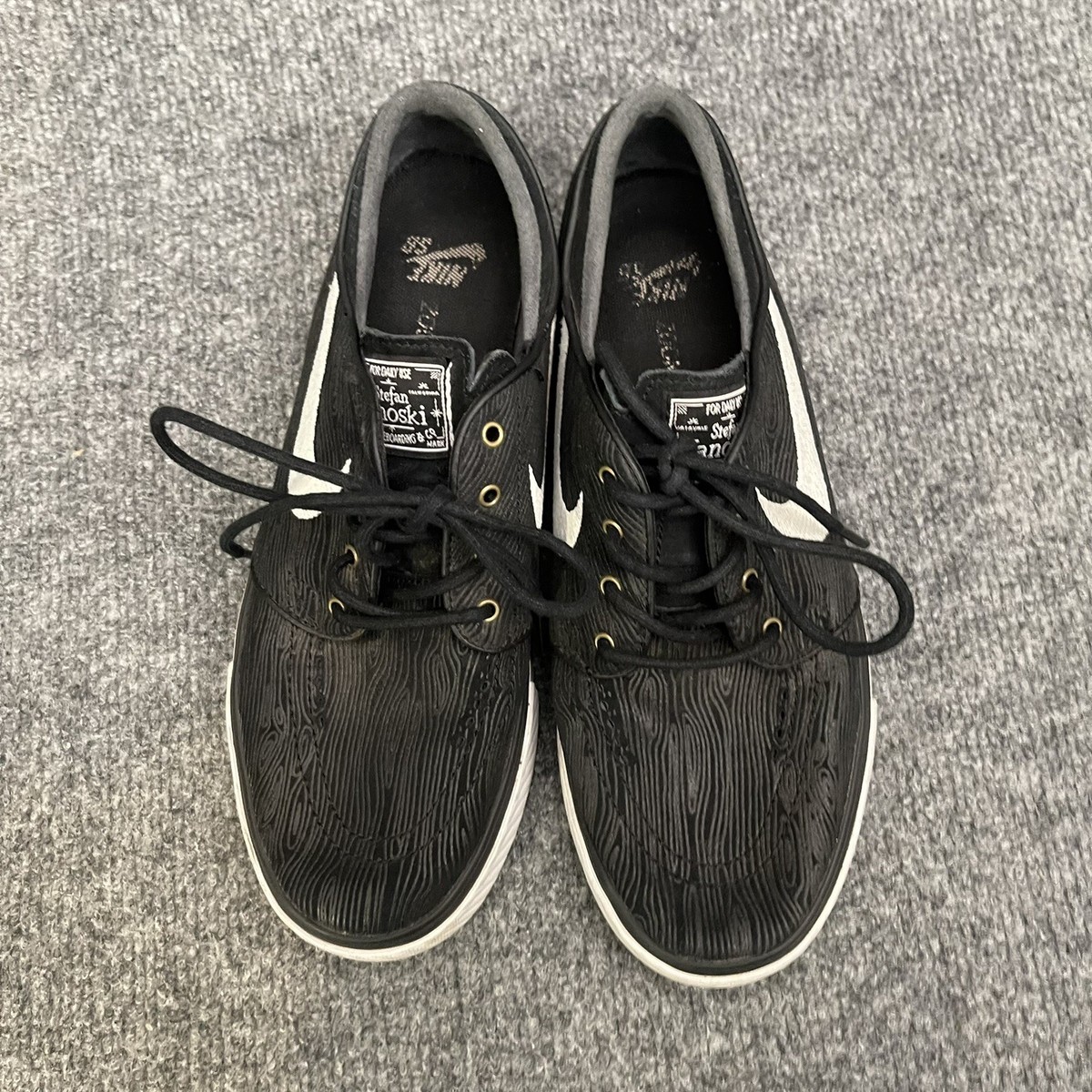 Nike SB Zoom Stefan Janoski Mens Sz 7 Black Wood Grain Skate