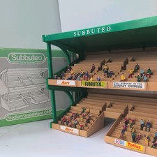 Vintage Subbuteo Grandstand C140 with box and 50 painted supporters.