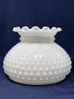Vintage White Milk Glass Ruffled Top Hobnail Hurricane Lamp Shade 7" Fitter