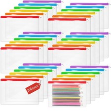 Transparent PVC Zipper Pencil Pouches Colorful Edges Bulk 36 Pieces Box