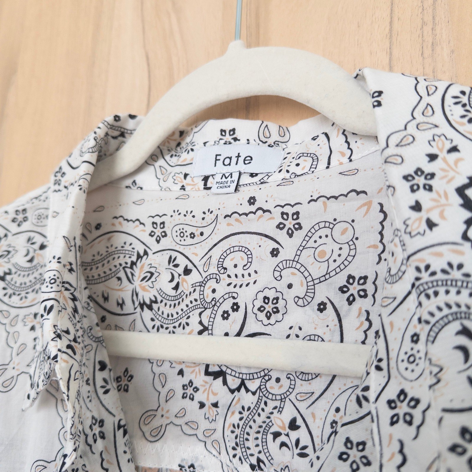 Fate Womens Patchwork Button Down Shirt Size M Wh… - image 5